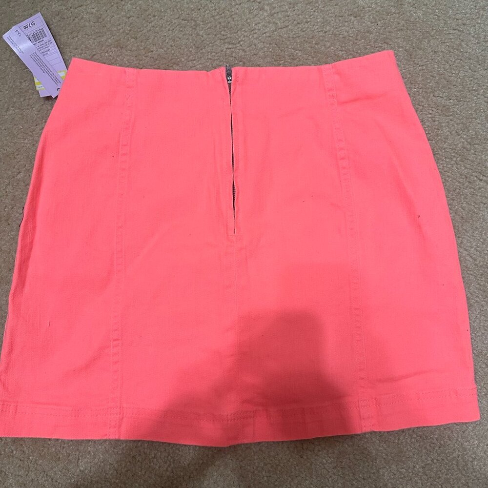 NWT Wild Fable Neon Orange / Pink Structured Denim Skirt
